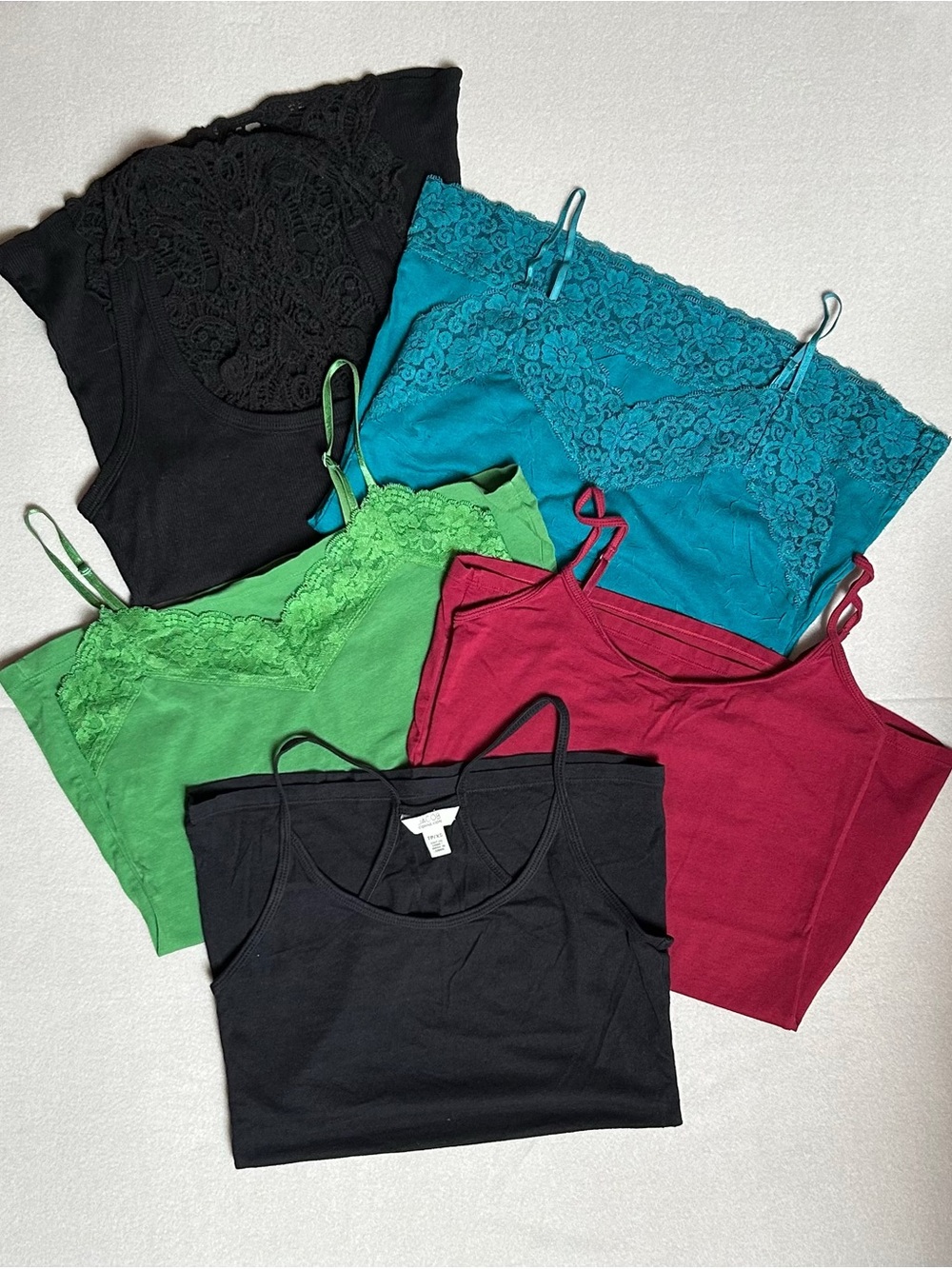 💜 5 for $15 variety pack of cotton blend polyester camisoles/tank top